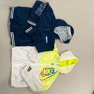 Kids Size 6 Nike and DKNY Windbreaker style jacket.
